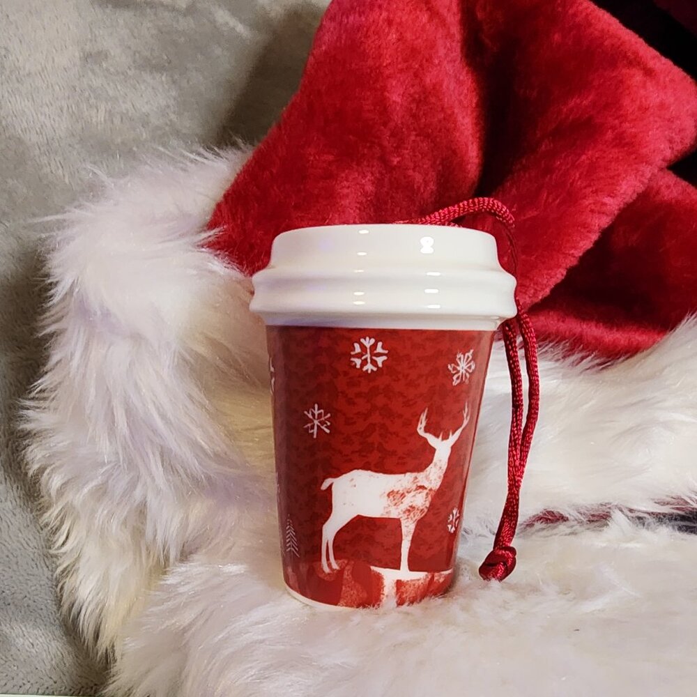 2008 Starbucks Christmas Holiday Ornament Ceramic Cup